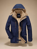 Men's Mid-Length Utility Parka with Snap Cargo Pockets - Blue