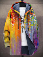 Men's Fleece-Lined Zip-Up Hooded Knit Cardigan – Rainbow Multicolor
