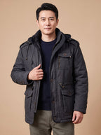 Men's Detachable Hood Cargo-Pocket Field Parka