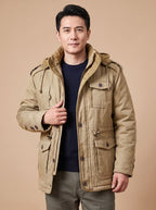 Men's Detachable Hood Cargo-Pocket Field Parka