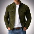 Men's Italian Suede Jacket with Flap Chest Pockets – Green