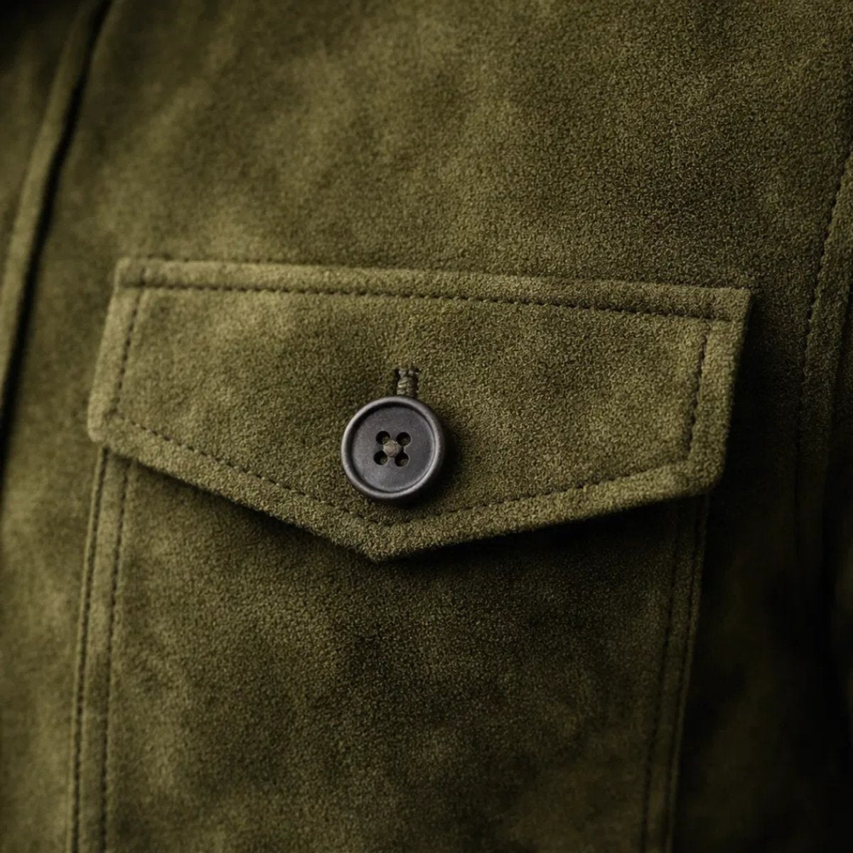 Men's Italian Suede Jacket with Flap Chest Pockets