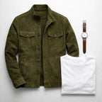 Men's Italian Suede Jacket with Flap Chest Pockets