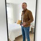 Men's Italian Suede Jacket with Flap Chest Pockets