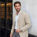 Men's Relaxed Unstructured Linen Blend Blazer – Cream