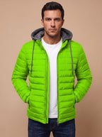 Men's Narrow-Quilted Wadded Hooded Puffer Jacket