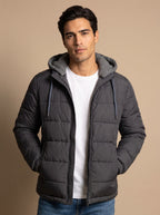 Men's Narrow-Quilted Wadded Hooded Puffer Jacket