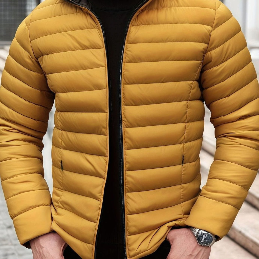 Men's Packable Horizontal Channel Puffer Jacket - Yellow