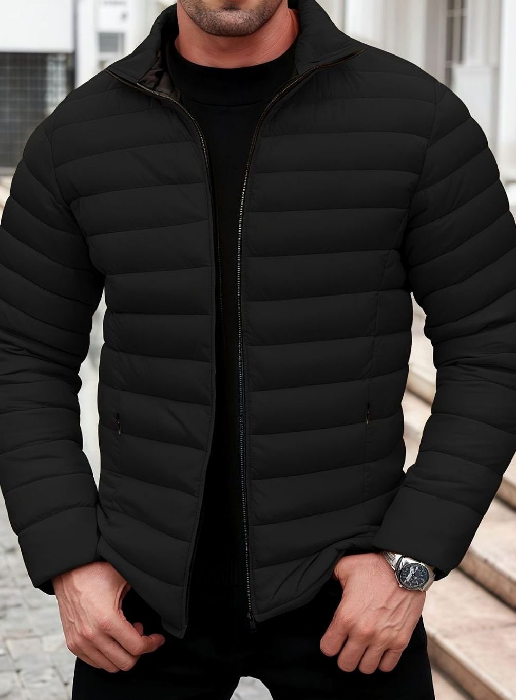 Men's Packable Horizontal Channel Puffer Jacket