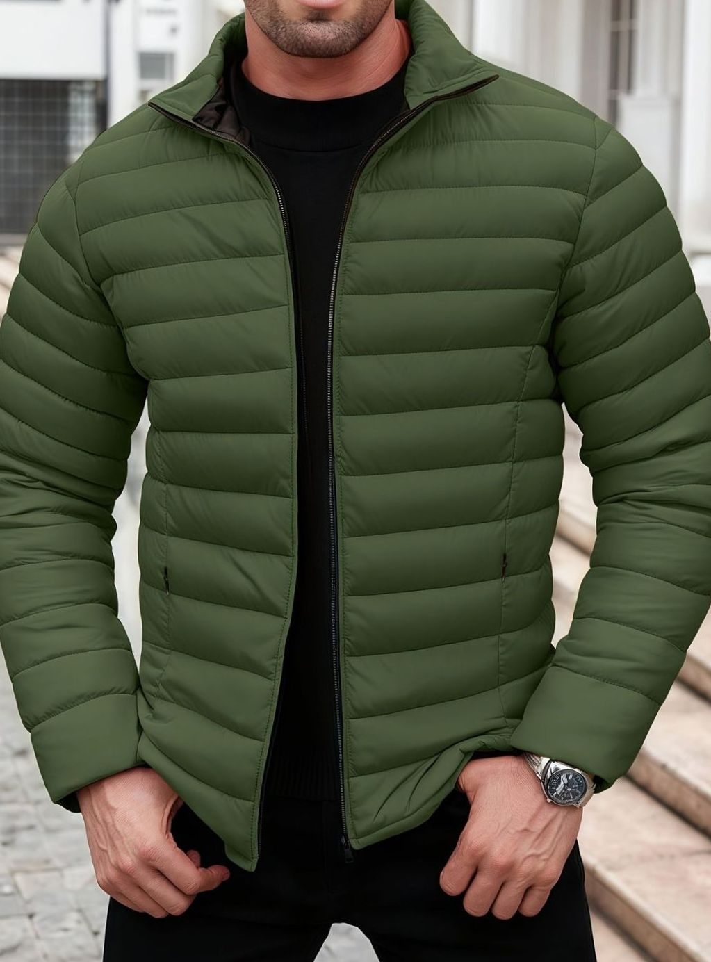Men's Packable Horizontal Channel Puffer Jacket