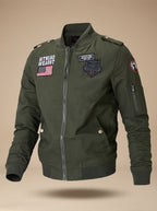 Men's Embroidered Badge Flight Jacket with Epaulettes