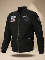 Men's Embroidered Badge Flight Jacket with Epaulettes