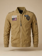 Men's Embroidered Badge Flight Jacket with Epaulettes