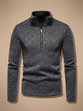 Men's Ring-Pull Zip Fine Knit Pullover - Dark Grey