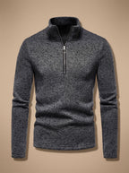 Men's Ring-Pull Zip Fine Knit Pullover - Dark Grey