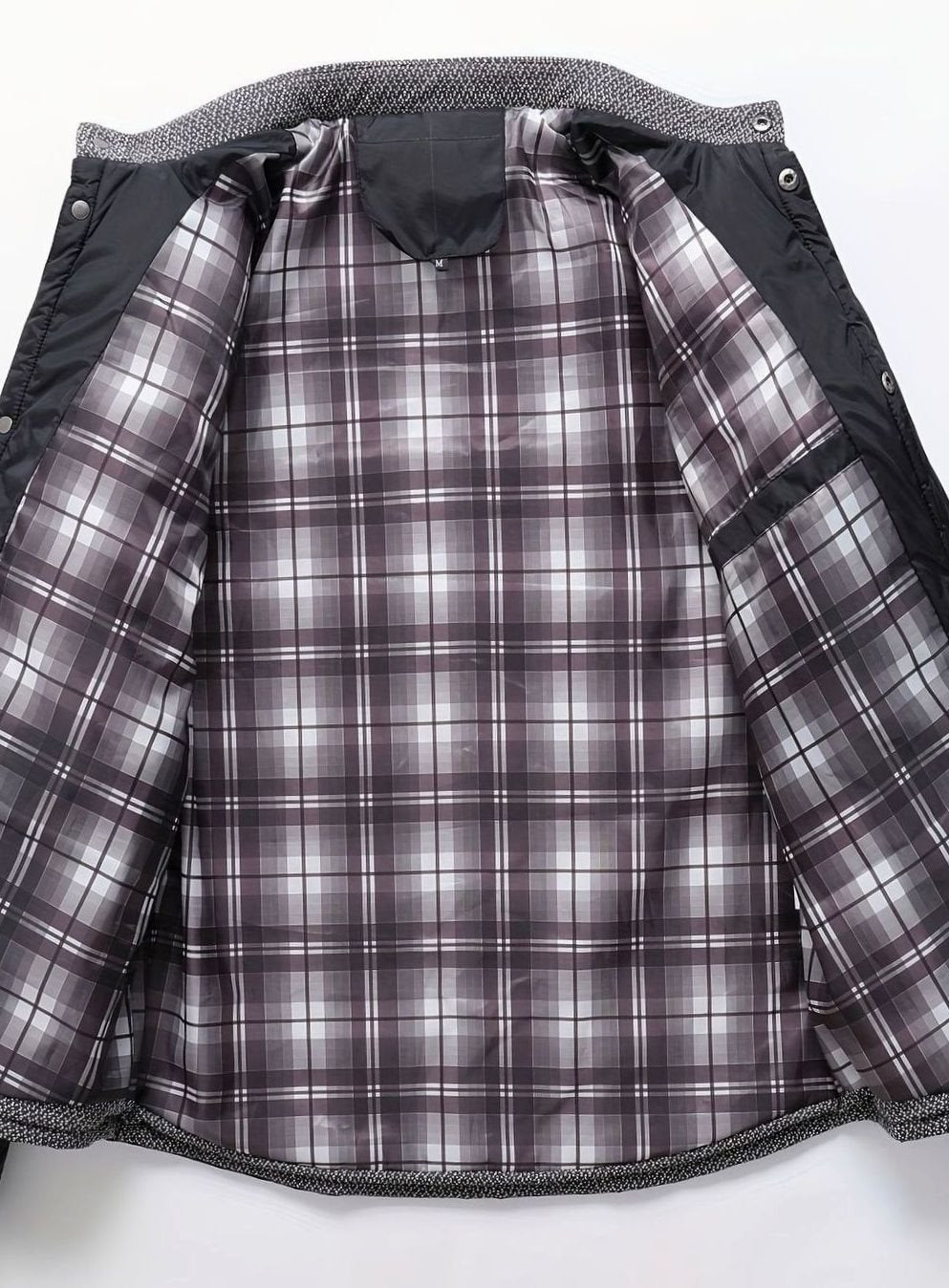Men's Knit-Shoulder Diamond Quilt Jacket with Plaid Lining