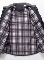 Men's Knit-Shoulder Diamond Quilt Jacket with Plaid Lining