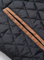 Men's Knit-Shoulder Diamond Quilt Jacket with Plaid Lining
