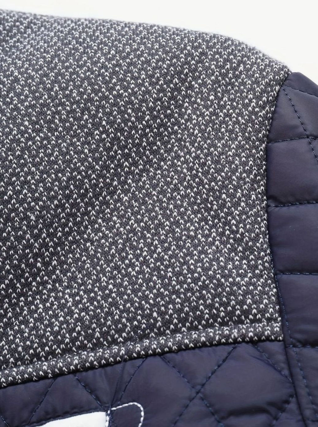 Men's Knit-Shoulder Diamond Quilt Jacket with Plaid Lining