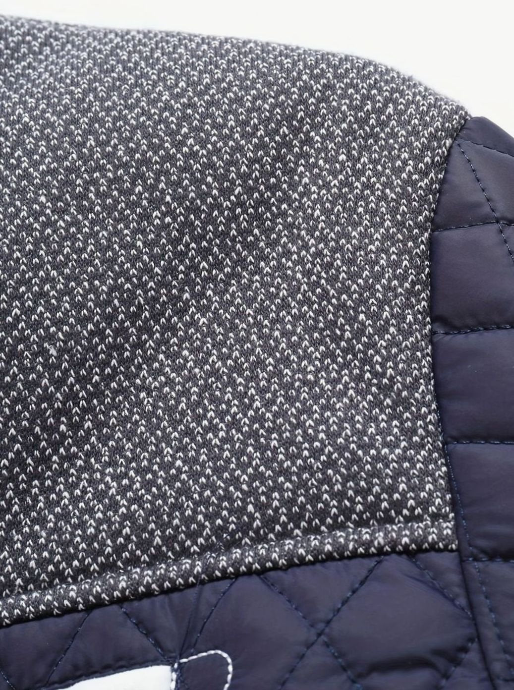 Men's Knit-Shoulder Diamond Quilt Jacket with Plaid Lining
