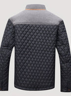 Men's Knit-Shoulder Diamond Quilt Jacket with Plaid Lining