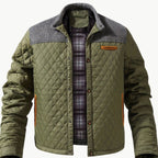 Men's Two-Tone Knit Yoke Quilted Snap Jacket - Fern Green