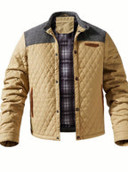 Men's Two-Tone Knit Yoke Quilted Snap Jacket