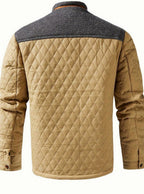 Men's Two-Tone Knit Yoke Quilted Snap Jacket