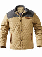 Men's Two-Tone Knit Yoke Quilted Snap Jacket