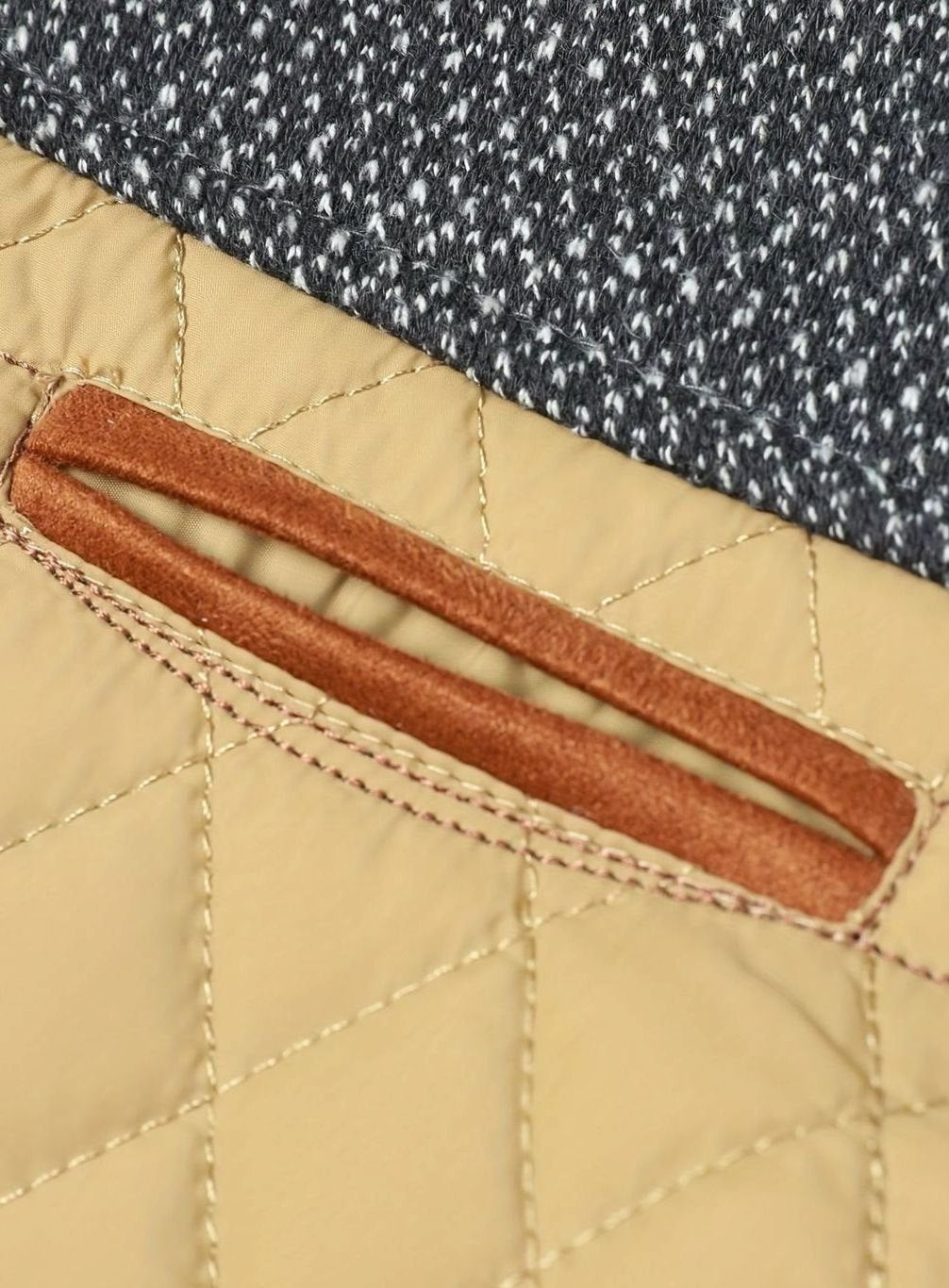 Men's Two-Tone Knit Yoke Quilted Snap Jacket