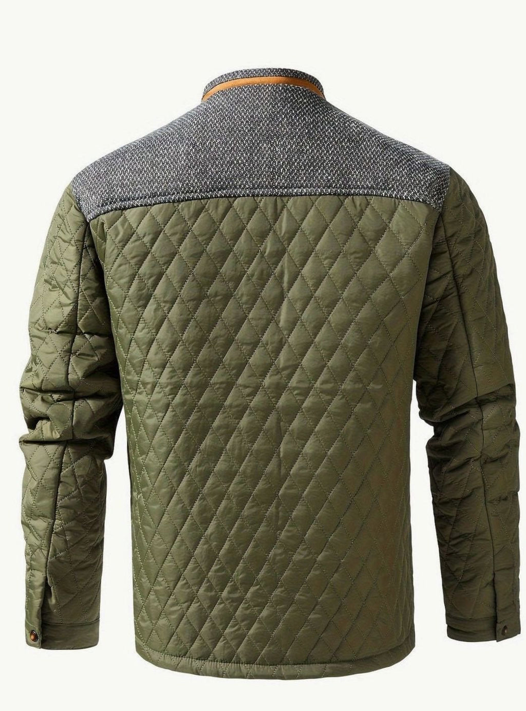 Men's Two-Tone Knit Yoke Quilted Snap Jacket