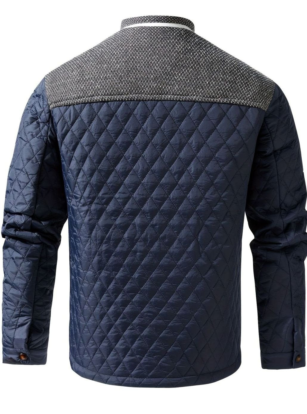 Men's Two-Tone Knit Yoke Quilted Snap Jacket