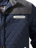 Men's Two-Tone Knit Yoke Quilted Snap Jacket