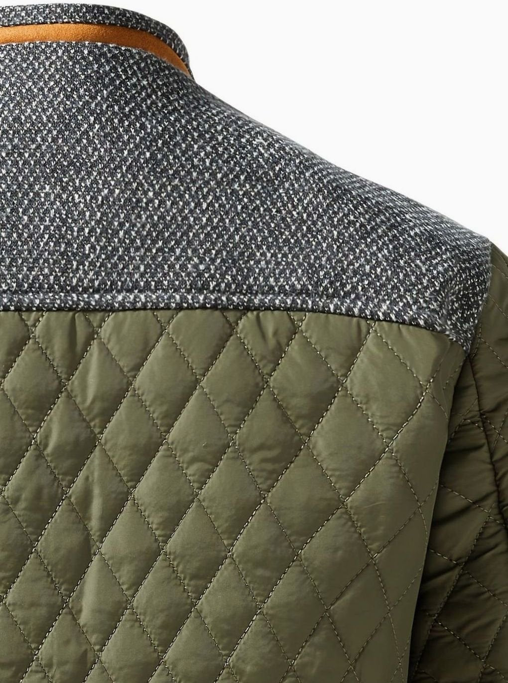 Men's Two-Tone Knit Yoke Quilted Snap Jacket