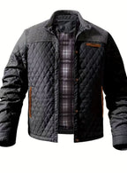 Men's Two-Tone Knit Yoke Quilted Snap Jacket