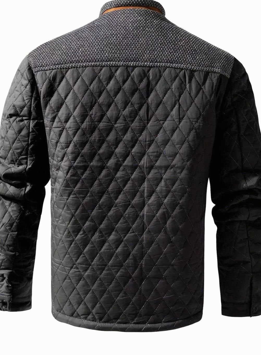 Men's Two-Tone Knit Yoke Quilted Snap Jacket