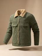 Men's Teddy Fleece-Lined Corduroy Snap Jacket