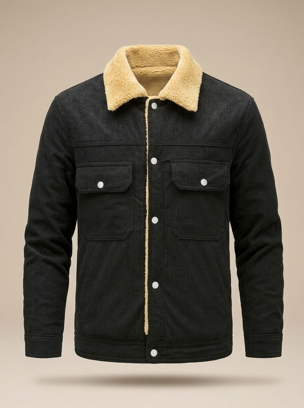 Men's Teddy Fleece-Lined Corduroy Snap Jacket