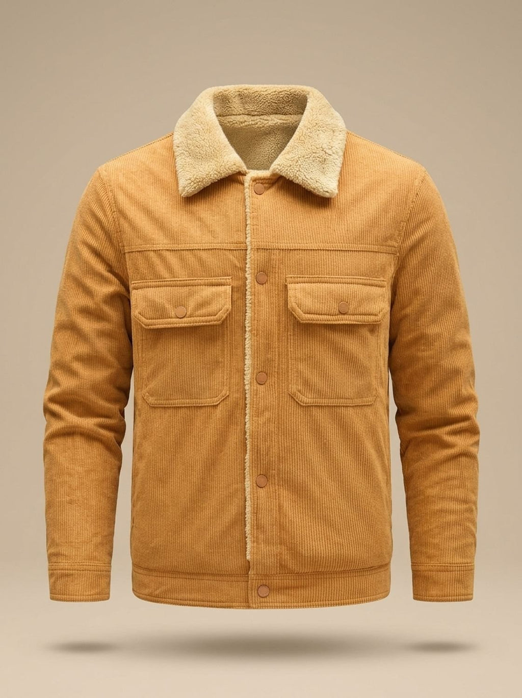 Men's Teddy Fleece-Lined Corduroy Snap Jacket