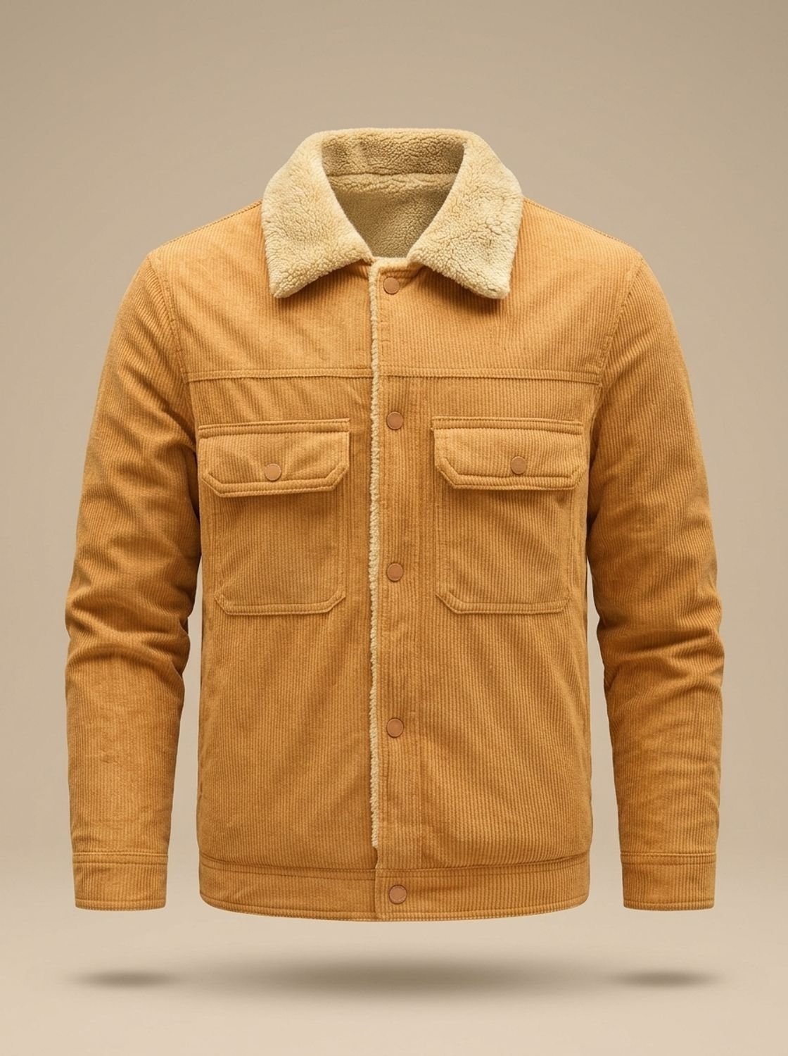 Men's Teddy Fleece-Lined Corduroy Snap Jacket