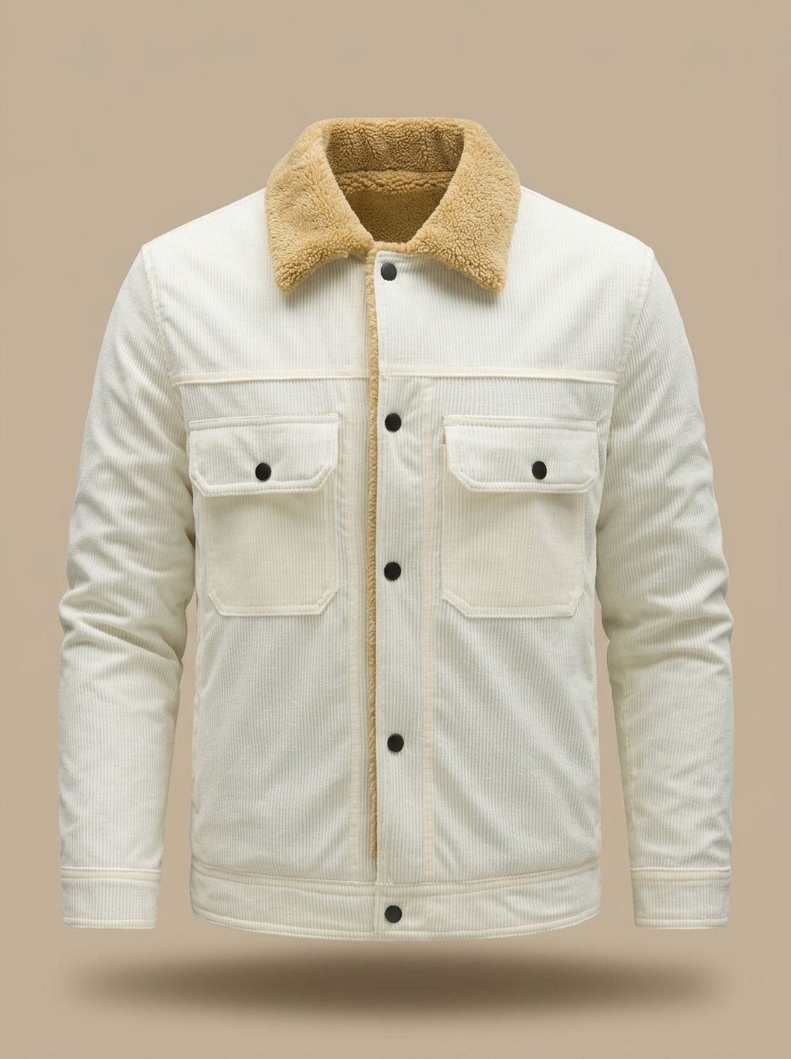Men's Teddy Fleece-Lined Corduroy Snap Jacket