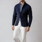 Men's Tailored Lapel Knit Cardigan with Patch Pockets