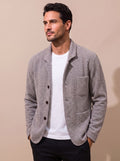Men's Tailored Knit Blazer with Tonal Buttons - Grey