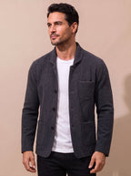 Men's Tailored Knit Blazer with Tonal Buttons