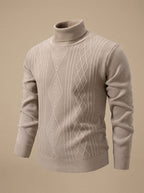 Men's Argyle Cable-Knit Roll Neck Jumper