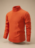 Men's Tailored Roll Neck Fine Knit Jumper - Orange