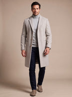 Men's Tailored Longline Topcoat with Gold-Tone Buttons