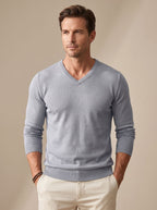 Men's Lightweight Stretch V-Neck Knit Jumper