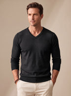 Men's Lightweight Stretch V-Neck Knit Jumper