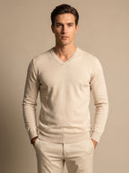 Men's Lightweight Stretch V-Neck Knit Jumper
